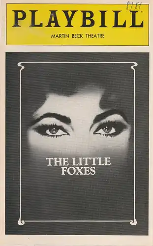 Playbill, MARTIN BECK THEATRE: Programmheft Elizabeth Taylor in THE LITTLE FOXES August 1981. 