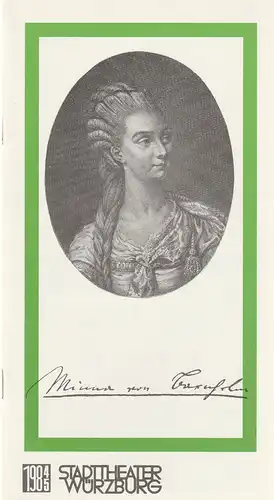 Stadttheater Würzburg, Joachim von Groeling, Winfried Bonk: Programmheft Gotthold Ephraim Lessing MINNA VON BARNHELM  Premiere 20. September 1984 Spielzeit 1984 / 85 Heft 1. 