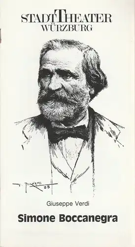 Stadttheater Würzburg, Tebbe Harms Kleen, Cordula Engelbert, Anita Pinggera-Wahl ( Probenfotos ): Programmheft Giuseppe Verdi SIMONE BOCCANEGRA Premiere 19. Januar 1989 Spielzeit 1988 / 89. 