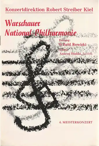 Konzertdirektion Robert Streiber Kiel: Programmheft WARSCHAUER NATIONAL PHILHARMONIE 4. Meisterkonzert 12. Februar 1966 Großer Konzertsaal im Kieler Schloß. 