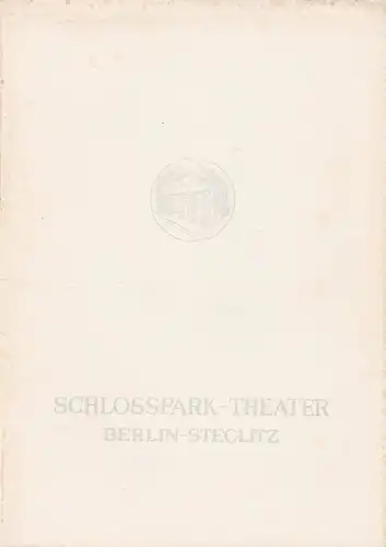 Schloßpark-Theater, Boleslaw Barlog, Albert Beßler: Programmheft William Saroyan DIE PARISER KOMÖDIE Spielzeit 1960 / 61 Heft 88. 