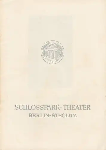 Schloßpark-Theater, Boleslaw Barlog, Albert Beßler: Programmheft  John Osborne DIE GLANZNUMMER Spielzeit 1957 / 58 Heft 70. 