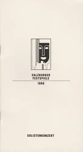Salzburger Festspiele Franz Willnauer, Hedwig Kainberger, Christa Willander, Annedore Cordes: Programmheft SOLISTENKONZERT CHRISTIAN ALTENBURGER 1. August 1990 Mozarteum Salzburger Festspiele 1990. 