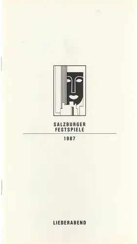 Salzburger Festspiele: Programmheft LIEDERABEND HERMANN PREY 4. August 1987 Großes Festspielhaus Salzburger Festspiele 1987. 