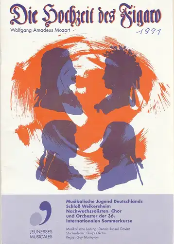 Musikalische Jugend Deutschlands, Karen Kopp: Programmheft Wolfgang Amadeus Mozart DIE HOCHZEIT DES FIGARO Schloß Weikersheim 1991. 