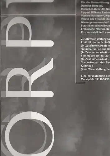 Jeunesse Musicals Deutschland e.V: Programmheft Philip Glass ORPHEE 31. Juli bis 8. August 1993 Freilichtaufführung im  Renaissance-Schloßhof Weikersheim / Württemberg. 