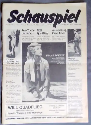 Deutsches Schauspielhaus in Hamburg, Günther König, Rolf Mares, Holger Schnitgerhans, Gisela Scheidler ( Szenenfotos ): SCHAUSPIEL Nr. 1 Oktober 1979 ( Zeitung Theaterzeitung ). 