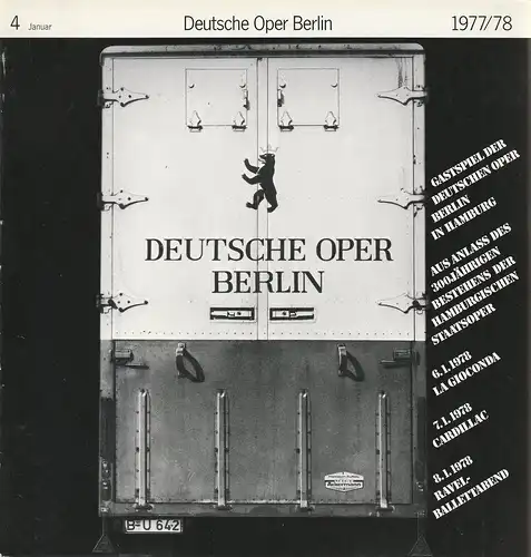 Deutsche Oper Berlin, Siegfried Palm, Karl Dietrich Gräwe, Gerhard Milting: Deutsche Oper Berlin Spielzeit 1977 / 78 Heft 4 Januar. 