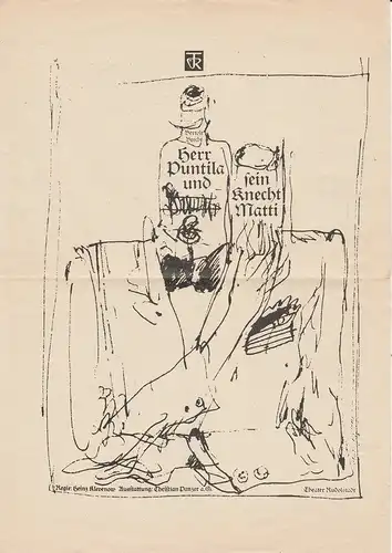 Theater Rudolstadt, Ekkehard Prophet, Peter-W. Bahr Eberhard Heinicker: Programmheft Bertolt Brecht HERR PUNTILA UND SEIN KNECHT MATTI Spielzeit 1983 / 84 Heft 8. 