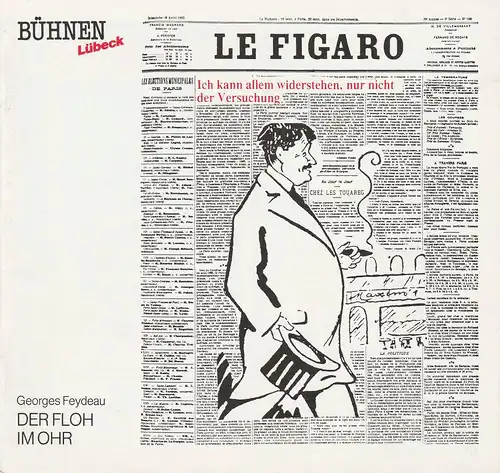 Bühnen der Hansestadt Lübeck, Hans Thoenies, Walter Hollender: Programmheft Georges Feydeau DER FLOH IM OHR Premiere 10. April 1990 Kammerspiele Spielzeit 1989 / 90 Heft 14. 