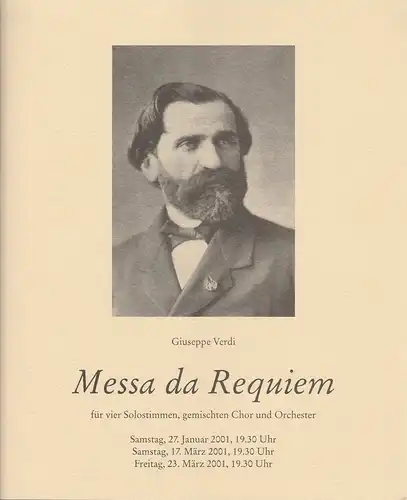 Bühnen der Stadt Köln, Günter Krämer, Hans-Joachim Wagner, Roman Nedvetsky: Programmheft Giuseppe Verdi MESSA da REQUIEM Premiere 27. Januar 2001. 