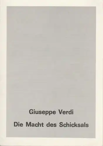 Bühnen der Landeshauptstadt Kiel, Joachim Klaiber, Mario Krüger, Michael Leinert, Stephan Volkmann: Programmheft Giuseppe Verdi DIE MACHT DES SCHICKSALS Premiere 25. November 1971 Opernhaus Spielzeit 1971 / 72 Heft 8. 