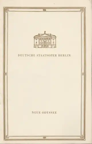 Deutsche Staatsoper Berlin, Günter Rimkus, Frans Haacken: Programmheft Victor Bruns NEUE ODYSSEE BALLETT VON ALBERT BURKAT 30. Dezember 1962. 