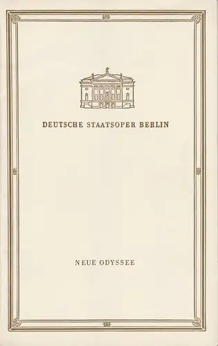 Deutsche Staatsoper Berlin, Günter Rimkus, Frans Haacken: Programmheft Victor Bruns NEUE ODYSSEE BALLETT VON ALBERT BURKAT 25. Januar 1958. 