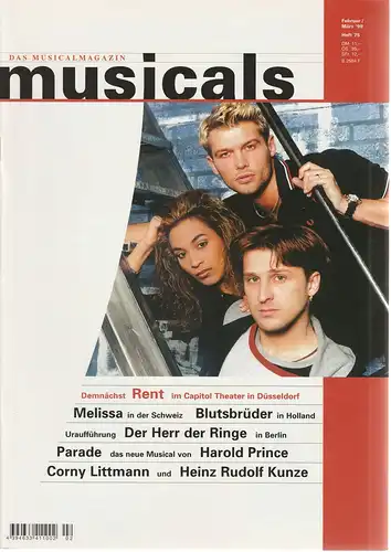 Klaus-Dieter Kräft, Gerhard Knopf: musicals Das Musicalmagazin Februar / März 1999 Heft 75. 