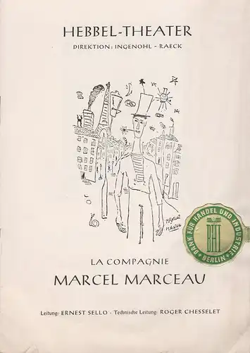 Hebbel Theater, Ingenohl, Raeck: Programmheft LA COMPAGNIE MARCEL MARCEAU ca. 1952. 