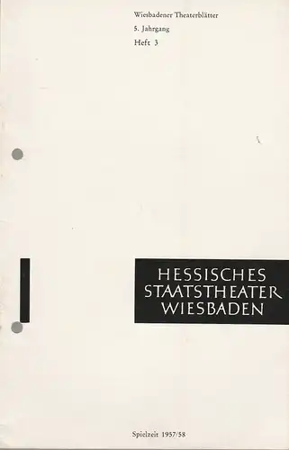 Hessisches Staatstheater Wiesbaden, Friedrich Schramm, Ilka Boll: Programmheft Giuseppe Verdi SIMONE BOCCANEGRA Spielzeit 1957 / 58 Heft 3. 