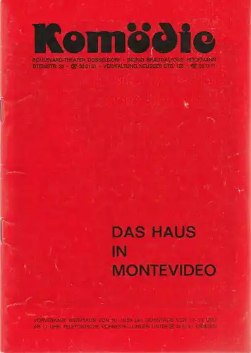 Komödie Boulevard-Theater Düsseldorf, Ingrid Braut, Alfons Höckmann, Horst Heinze: Programmheft Curt Goetz DAS HAUS IN MONTEVIDEO Spielzeit 1980 / 81 Heft 2. 