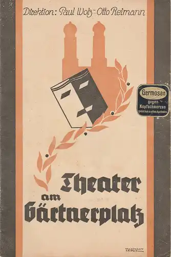 Theater am Gärtnerplatz, Direktion Paul Woltz- Otto Reimann, Rudolf Raab, Hans Badnitz: Programmheft Oskar Nedbal POLENBLUT Theater Zeitung Mai 1935 Nr. 23. 
