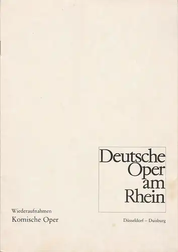 Deutsche Oper am Rhein-Theatergemeinschaft Düsseldorf-Duisburg, Grischa Barfuß, Rolf Trouwborst,  Ilka Kügler: Programmheft Gioacchino Rossini DER BARBIER VON SEVILLA Wiederaufnahme 10. November 1982. 