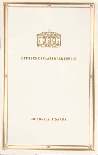 Deutsche Staatsoper Berlin, Deutsche Demokratische Republik, Günter Rimkus, Wilfried Werz: Programmheft Richard Strauss ARIADNE AUF NAXOS 27. Februar 1990. 
