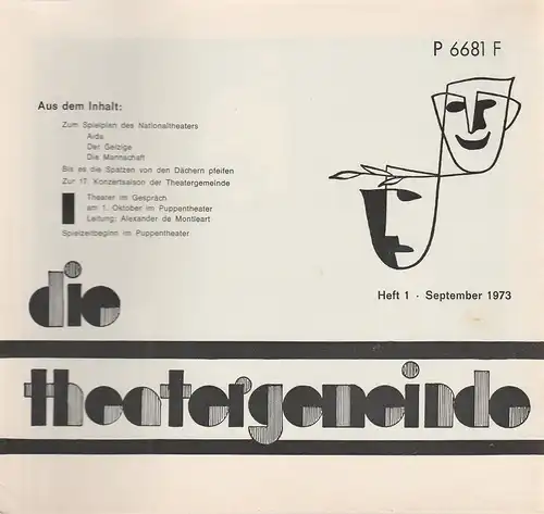 Theatergemeinde für das Nationaltheater Mannheim: Blätter der Theatergemeinde für das Nationaltheater Mannheim 1 September 1973. 