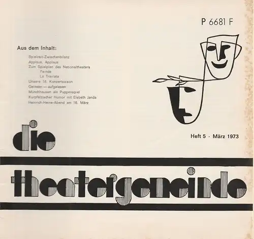 Theatergemeinde für das Nationaltheater Mannheim: Blätter der Theatergemeinde für das Nationaltheater Mannheim Heft 5 März 1973. 