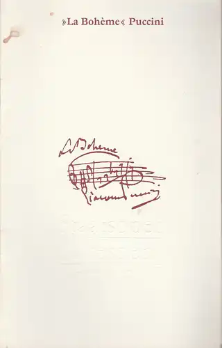 Staatsoper Dresden , Semperoper, Mathias Rank, Ekkehard Walter: Programmheft Giacomo Puccini LA BOHEME 25. Januar 1986 Spielzeit 1985 / 86. 