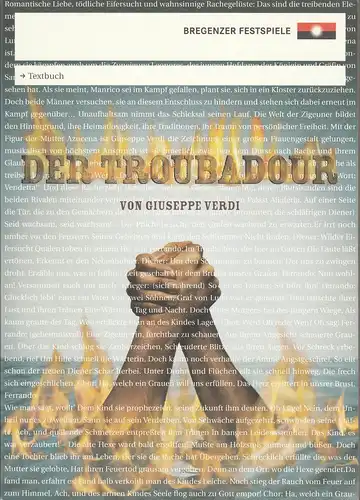 Bregenzer Festspiele: Giuseppe Verdi DER TROUBADOUR Textbuch Bregenzer Festspiele 2006. 