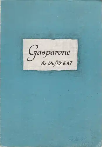 Städtische Theater Zittau, Hubertus Methe: Programmheft Carl Millöcker GASPARONE Spielzeit 1958 / 59. 