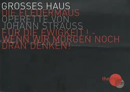 Theater Ulm, Andreas von Studnitz, Benjamin Künzel, Jochen Klenk (Fotos): Programmheft Johann Strauss DIE FLEDERMAUS Premiere 26. März 2009 Grosses Haus Spielzeit 2008 / 2009. 