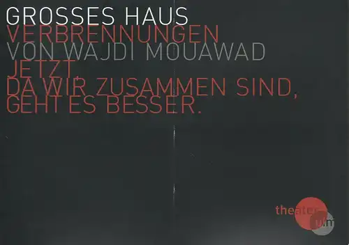 Theater Ulm, Andreas von Studnitz, Volkmar Clauß, Michael Sommer, Jochen Klenk (Fotos): Programmheft Wajdi Mourawad VERBRENNUNGEN Premiere 12. Februar 2009 Grosses Haus Spielzeit 2008 / 2009. 