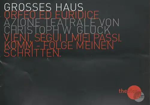 Theater Ulm, Andreas von Studnitz, Matthias Kaiser, Carola Hölting (Fotos): Programmheft Christoph Willibald Gluck ORFEO ED EURIDICE Premiere 14. Mai 2009 Grosses Haus Spielzeit 2008 / 2009. 