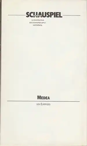 Schauspiel Frankfurt, Bockenheimer Depot, Kammerspiel, Johannes Lomberg: Programmheft Euripides MEDEA Premiere 17. Dezember 1993 Kammerspiel Spielzeit 1993 / 94. 