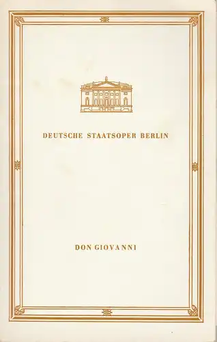 Deutsche Staatsoper Berlin, Günter Rimkus: Programmheft Wolfgang Amadeus Mozart DON GIOVANNI  9. April 1983. 