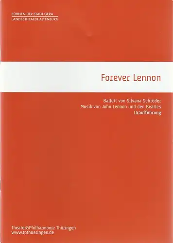 TPT Theater und Philharmonie Thüringen, Kay Kuntze, Bühnen der Stadt Gera, Landestheater Altenburg, Franziska Mölle, Steffen Schönfeld, Ronny Ristok (Probenfotos): Programmheft Uraufführung Ballett Silvana Schröder.. 