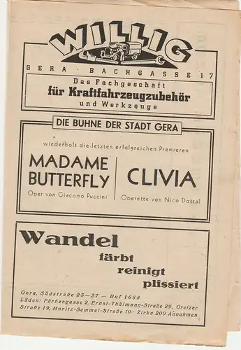Bühne der Stadt Gera, Walter Brandt: Programmheft Maxim Gorki DIE FEINDE ca. 1946. 