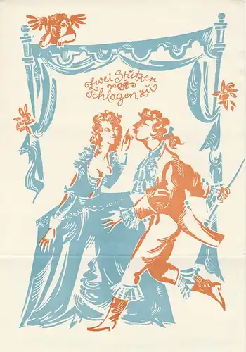 Theater der Stadt Cottbus, Ursula Fröhlich, Hans-Hermann Liebrecht, Walter Böhm: Programmheft George Farquhar ZWEI STUTZER SCHLAGEN ZU Premiere 7. Dezember 1974 Spielzeit 1975 / 75 Heft 6 (The Beaux-Stratagam). 