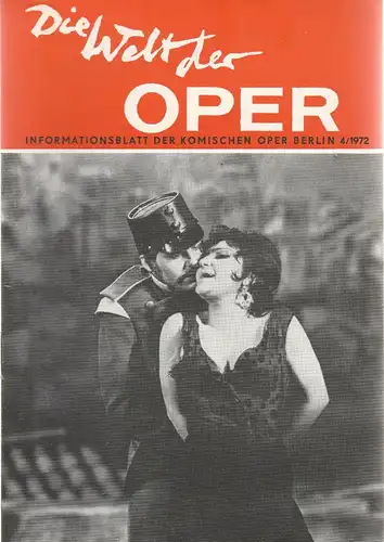 Komische Oper Berlin DDR, Stephan Stompor: DIE WELT DER OPER Informationsblatt der Komischen Oper 4 / 1972. 