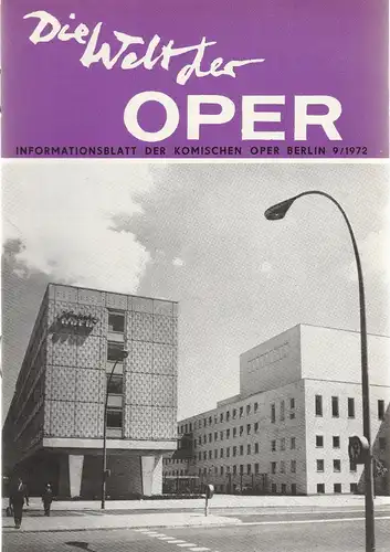 Komische Oper Berlin DDR, Stephan Stompor: DIE WELT DER OPER Informationsblatt der Komischen Oper 9 / 1972. 