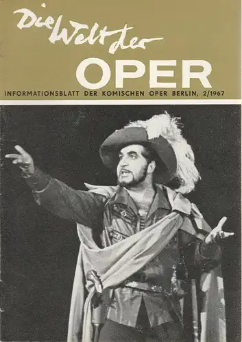 Komische Oper Berlin DDR, Horst Seeger, Stephan Stompor: DIE WELT DER OPER Informationsblatt der Komischen Oper 2 / 1967. 