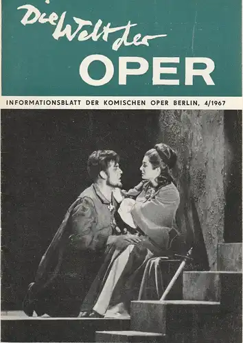 Komische Oper Berlin DDR, Horst Seeger, Stephan Stompor: DIE WELT DER OPER Informationsblatt der Komischen Oper 4 / 1967. 