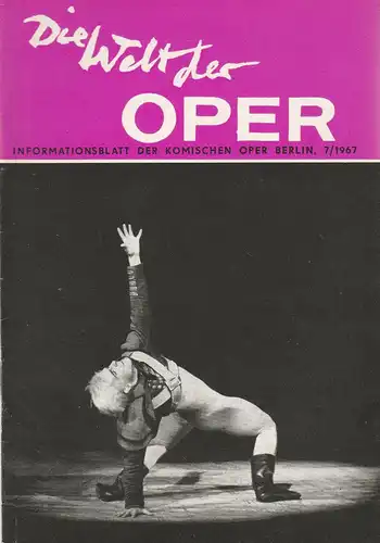 Komische Oper Berlin DDR, Horst Seeger, Stephan Stompor: DIE WELT DER OPER Informationsblatt der Komischen Oper 7 / 1967. 