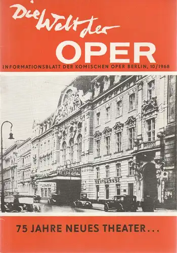 Komische Oper Berlin DDR, Stephan Stompor, Horst Seeger: DIE WELT DER OPER Informationsblatt der Komischen Oper 10 / 1968. 