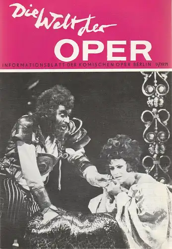 Komische Oper Berlin DDR, Stephan Stompor, Horst Seeger: DIE WELT DER OPER Informationsblatt der Komischen Oper 9 / 1971. 