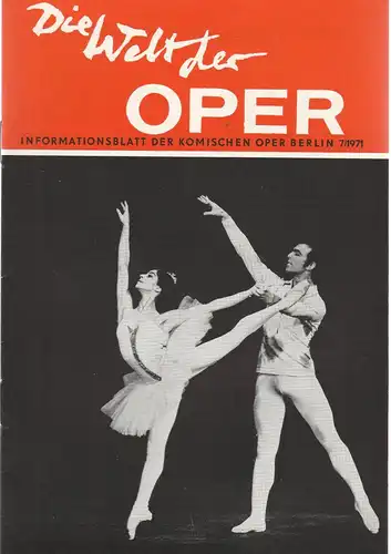 Komische Oper Berlin DDR, Stephan Stompor, Horst Seeger: DIE WELT DER OPER Informationsblatt der Komischen Oper 7 / 1971. 