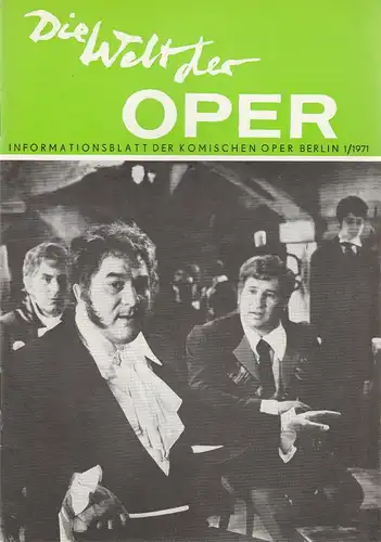 Komische Oper Berlin DDR, Stephan Stompor, Horst Seeger: DIE WELT DER OPER Informationsblatt der Komischen Oper 1 / 1971. 