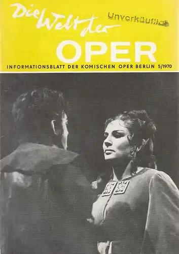 Komische Oper Berlin DDR, Horst Seeger, Martin Vogler, Stephan Stompor: DIE WELT DER OPER Informationsblatt der Komischen Oper 5 / 1970. 