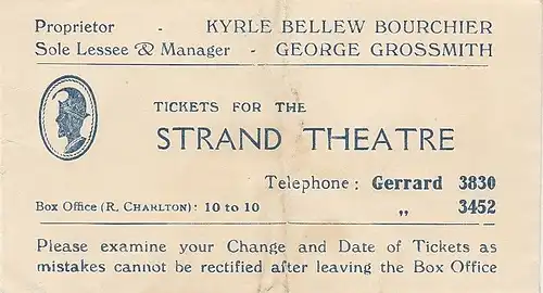 Strand Theatre London: TICKETS FOR THE STRAND THEATRE 1928 ( Ticket Envelope ). 