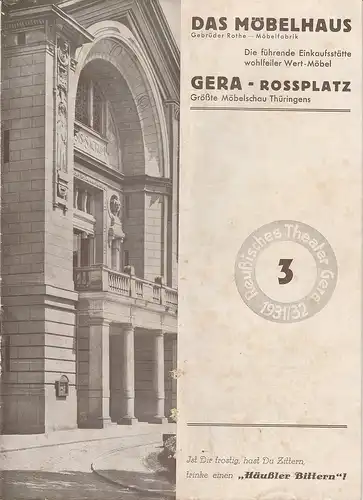 Reußisches Theater Gera: Programmheft Ralph Benatzky IM WEISSEN RÖSSL 14. Februar 1932 Spielzeit 1931 / 32 Heft 3. 